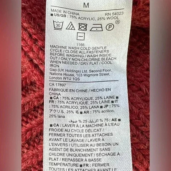 Gap Wool Blend Chunky Knit Oversized Button Front Cardigan Sweater Sz M - Picture 8 of 11